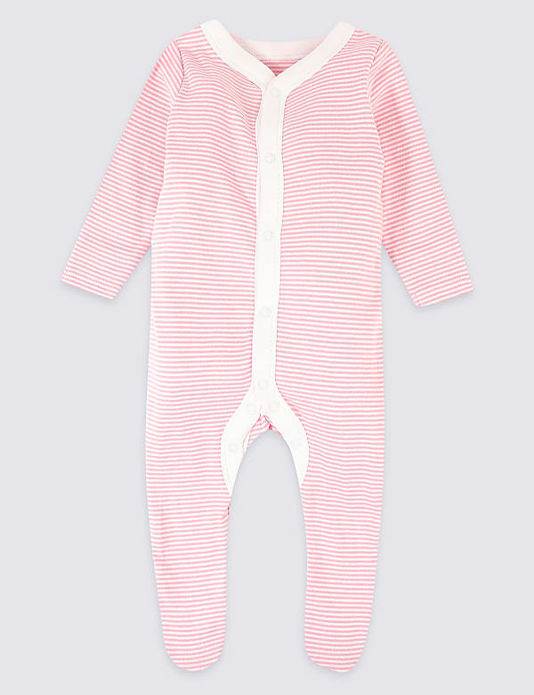 3 Pack Organic Pure Cotton Animal Print Sleepsuits