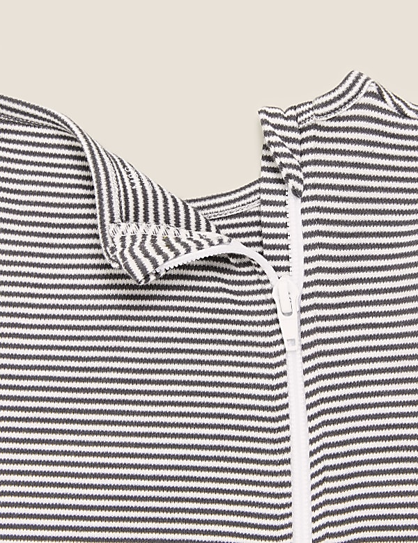 Adaptive Pure Cotton Striped Sleepsuit