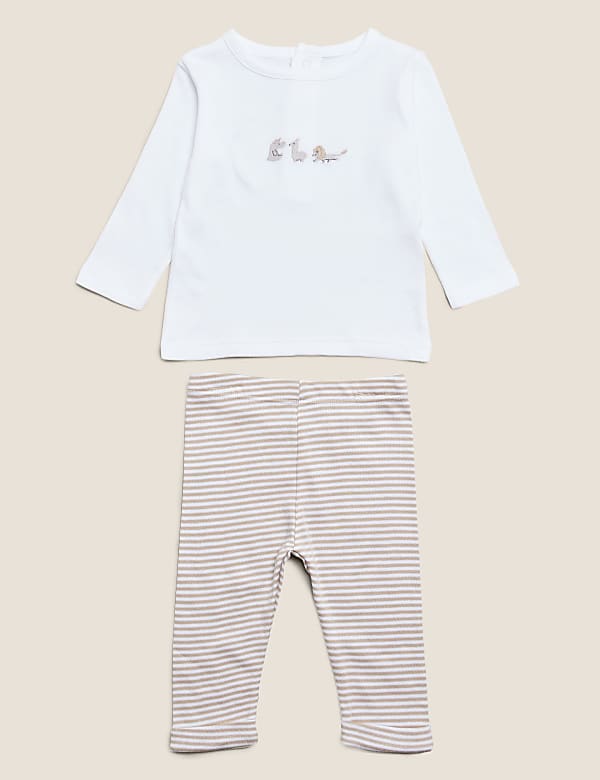 2pc Organic Cotton Embroidered Outfit (7lbs- 12 Mths)