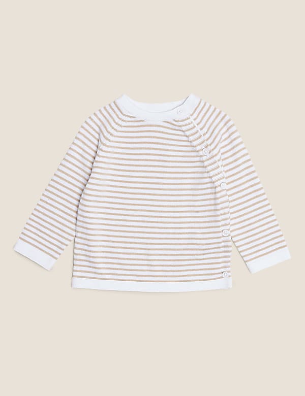 2pc Organic Cotton Striped Knitted Outfit (7lbs- 12 Mths)