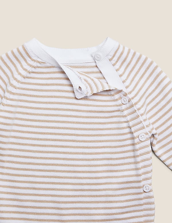 2pc Organic Cotton Striped Knitted Outfit (7lbs- 12 Mths)