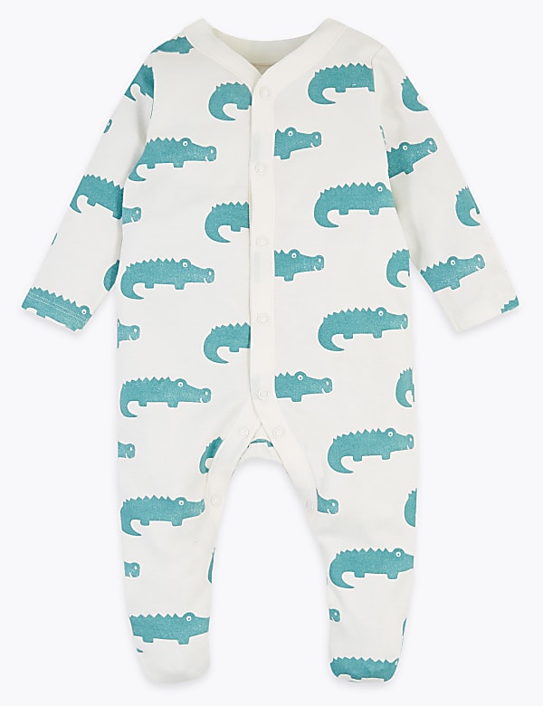 3 Pack Organic Cotton Patterned Sleepsuits (5lbs-3 Yrs)