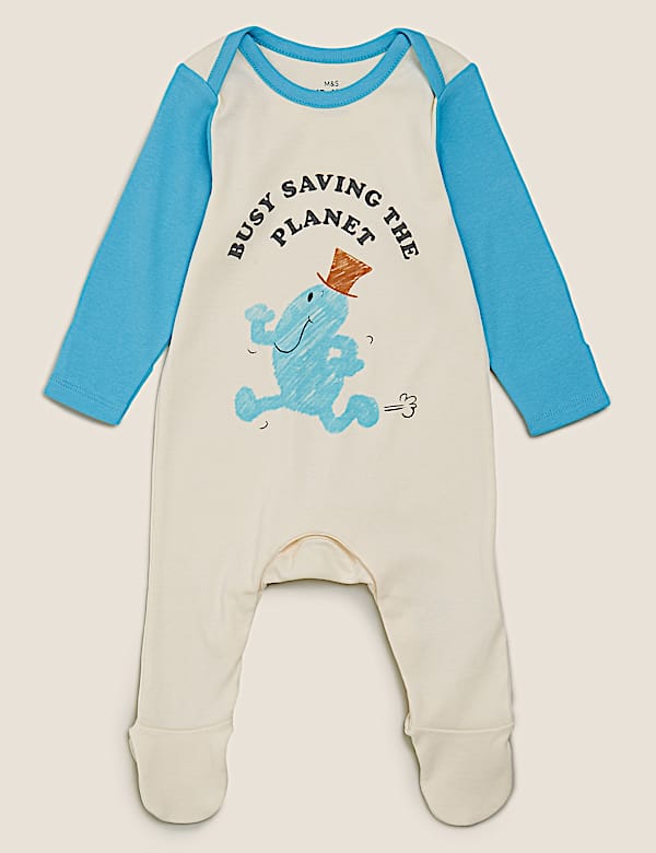 2 Pack Pure Cotton Mr Men&trade; Sleepsuits (0-3 Yrs)