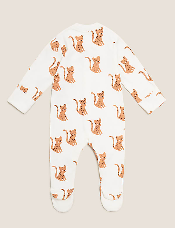 3pk Organic Cotton Safari Sleepsuits