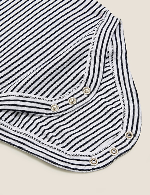Pure Cotton Striped Slogan Bodysuit