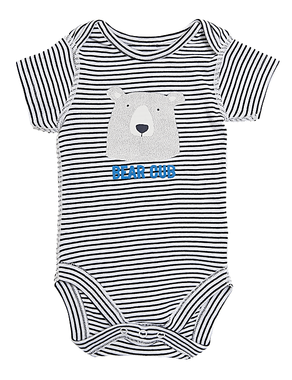 Pure Cotton Striped Slogan Bodysuit