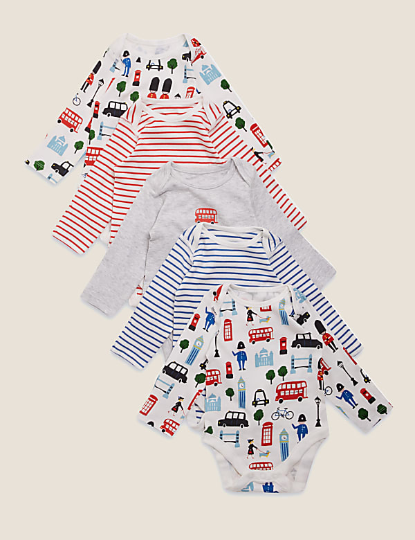 5 Pack Cotton London Bodysuits (0-3 Yrs)