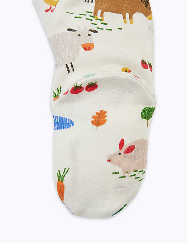 3 Pack Cotton Farmyard Sleepsuits