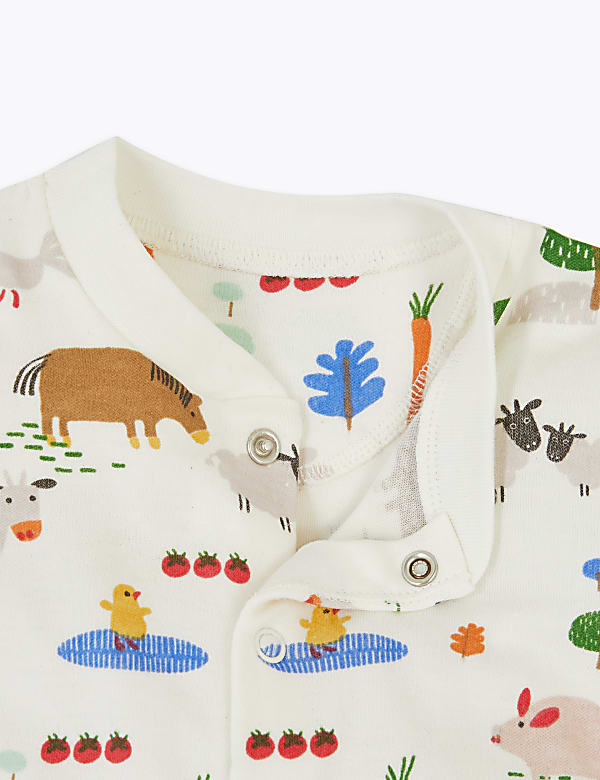 3 Pack Cotton Farmyard Sleepsuits