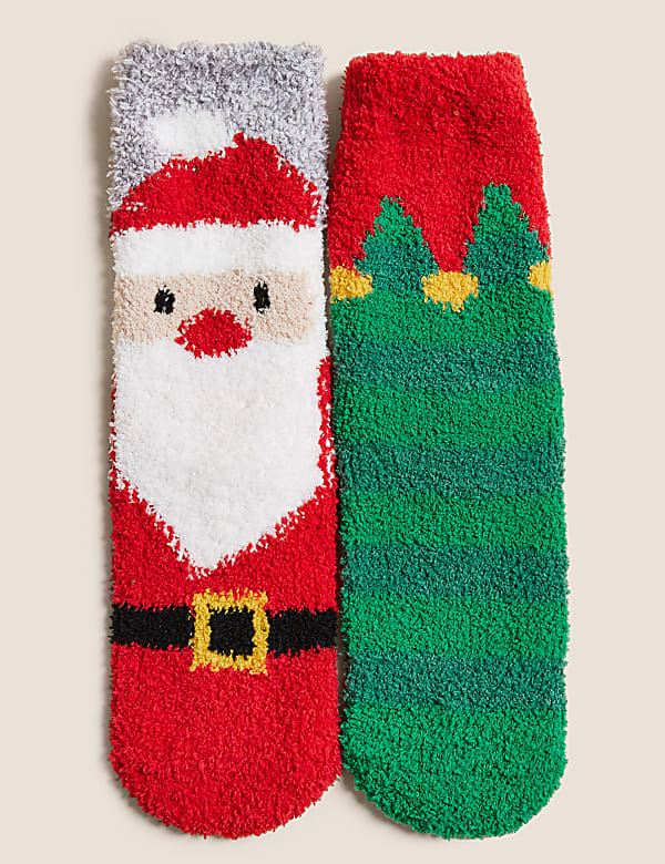 2pk Christmas Slipper Socks