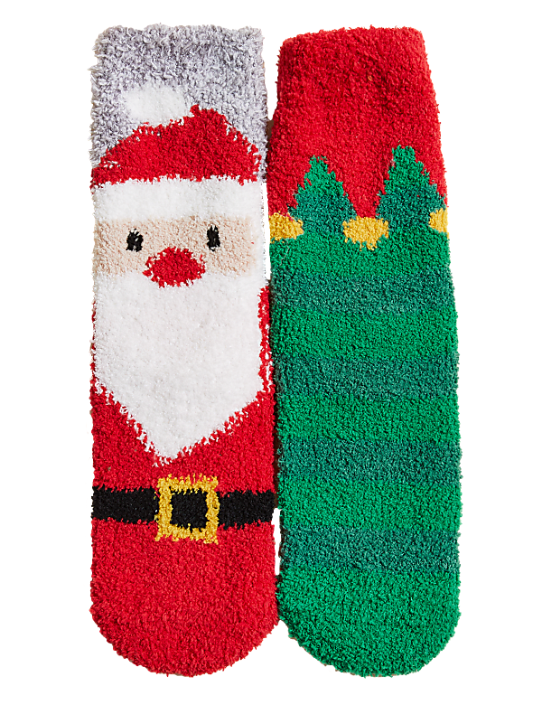 2pk Christmas Slipper Socks