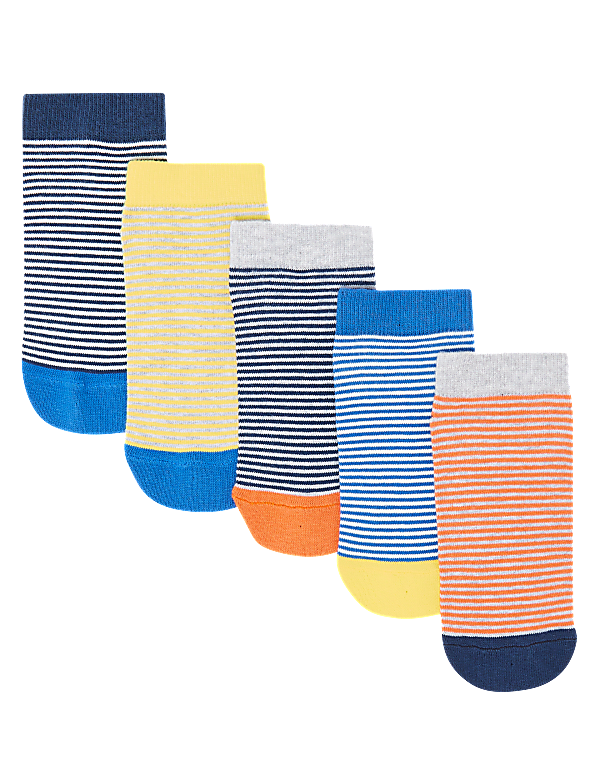 5 Pack of Striped Trainer Liner Socks