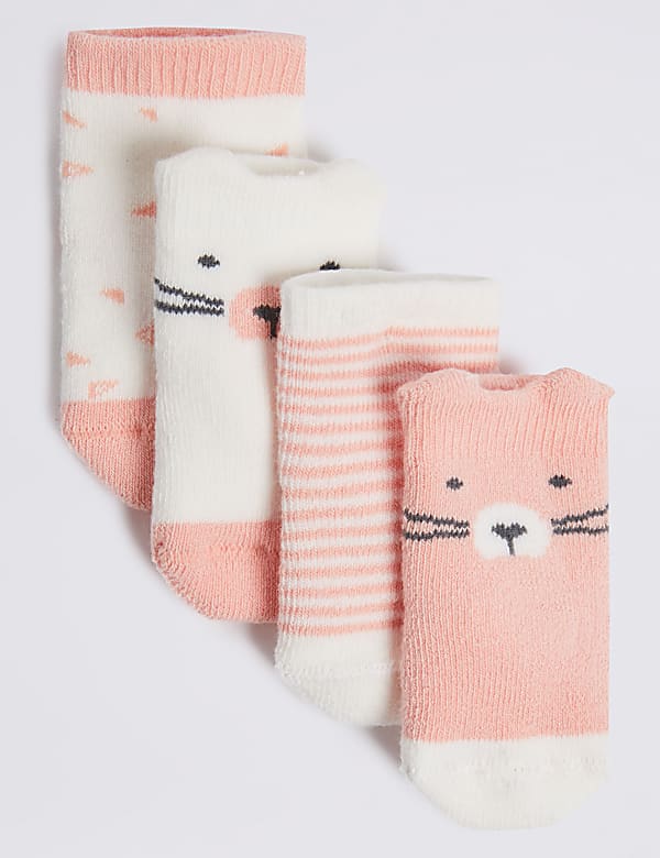 4pk of Bear Terry Baby Socks (0-12 Mths)