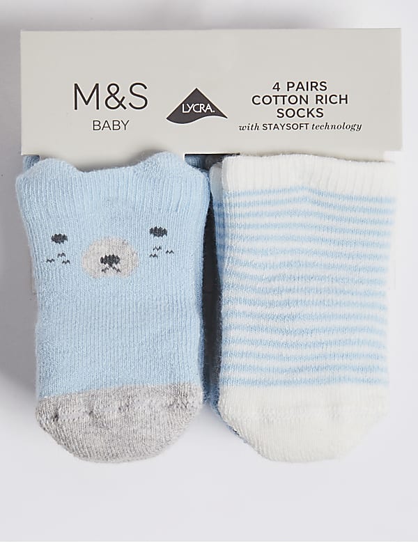 4 Pack of Bear Terry Baby Socks