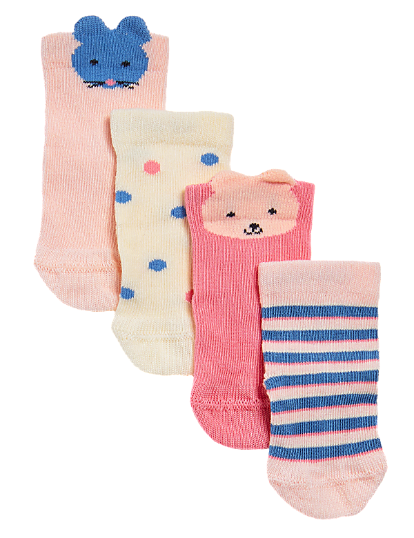 4pk Cotton Bunny Baby Socks (0-2 Yrs)