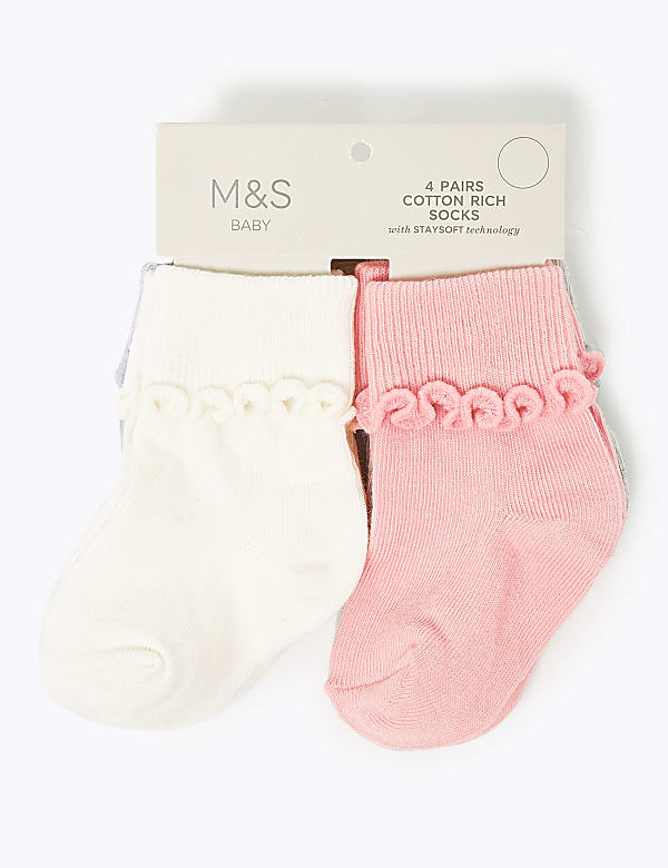 4 Pack of Cotton Rich Frill Baby Socks