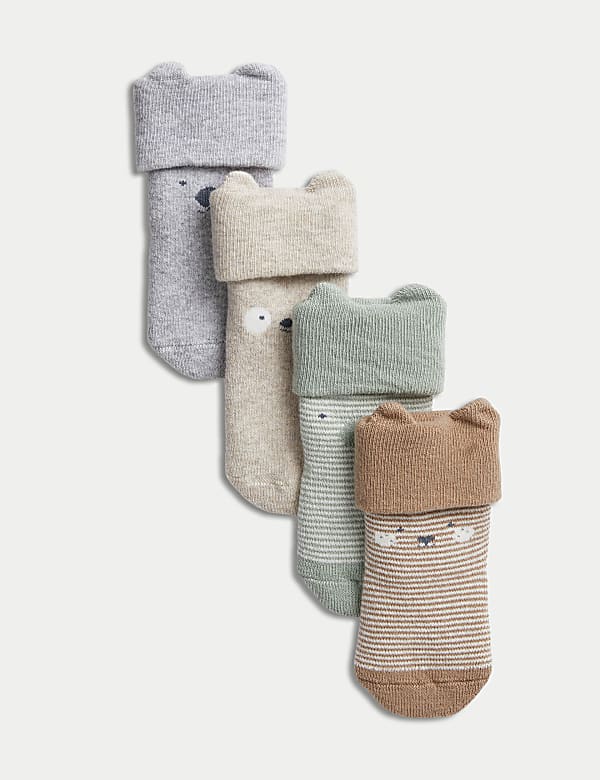 4pk Cotton Rich Striped Baby Socks (0-3 Yrs) - JP