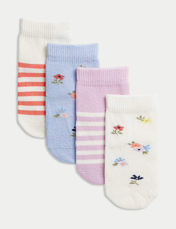 4pk Cotton Rich Patterned Socks  - SG