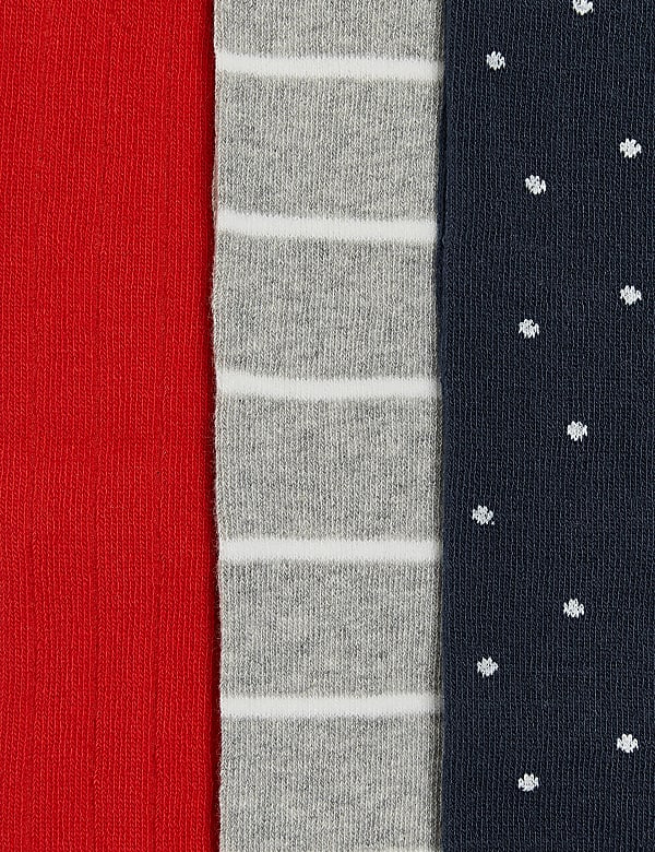 3pk Cotton Nautical Tights (2-14 Yrs)
