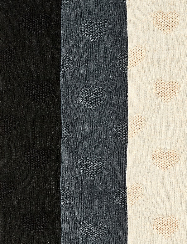 3pk Jacquard Heart Tights (2-14 Yrs)
