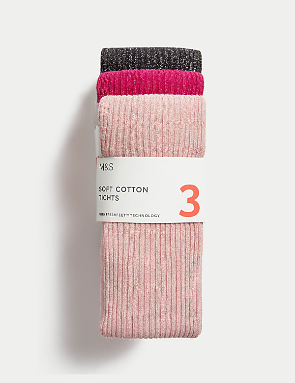 Lot de 3&nbsp;paires de collants en coton côtelé à paillettes - LU