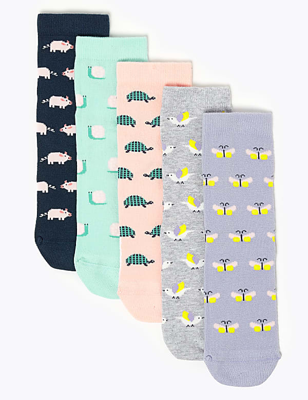 5pk of Cotton Rich Animal Socks