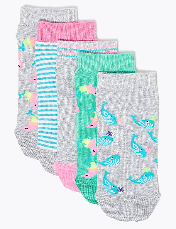 5pk Sea Print Trainer Liner Socks