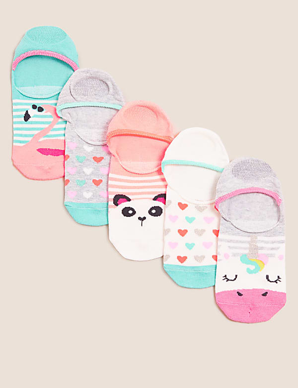 5pk Cotton Unicorn Trainer Liner Socks