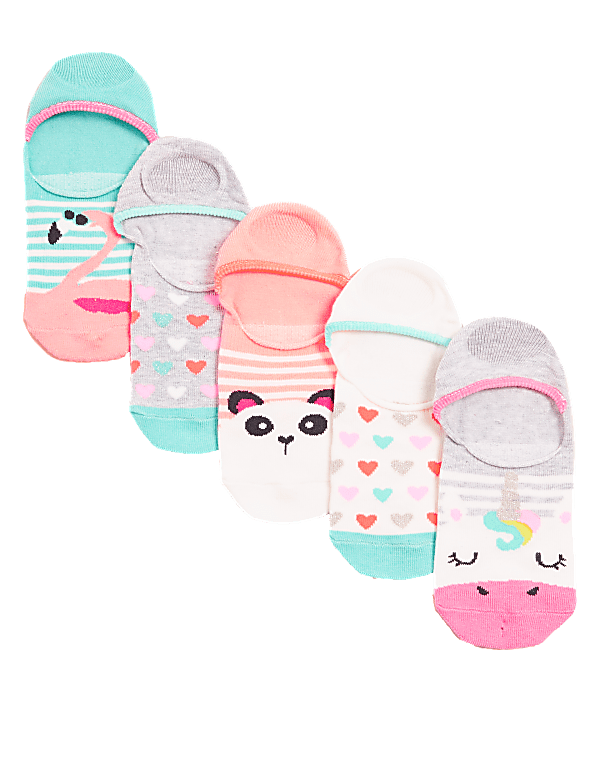 5pk Cotton Unicorn Trainer Liner Socks