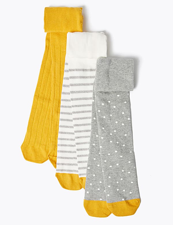3 Pack Cotton Rich Printed Tights (0-2 Yrs)
