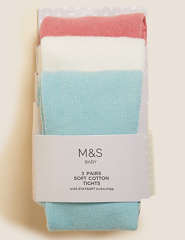 3pk Cotton Rich Baby Tights 0 3 Yrs PINK MIX Tights M S IL