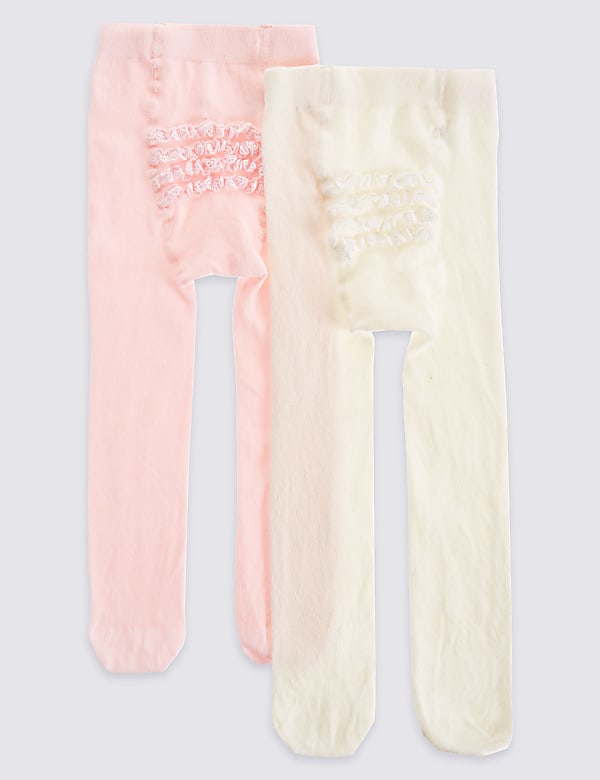 2 Pack of Frilly Bum Baby Tights (0 - 24 Mths)