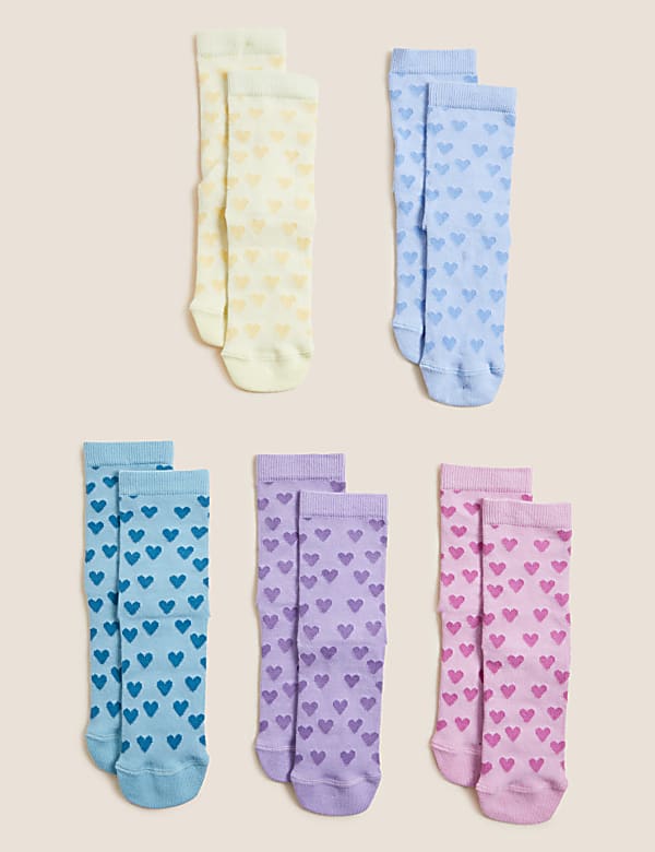Lot de 5&nbsp;paires de chaussettes en coton à motif coeur - LU