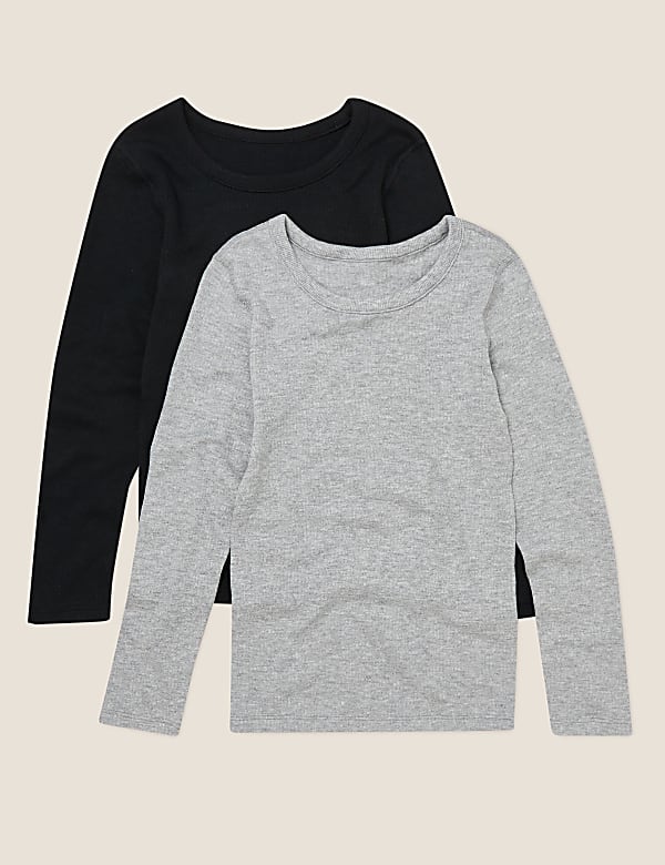 2pk Thermal Cotton Long Sleeve Vests (6-16 Yrs)