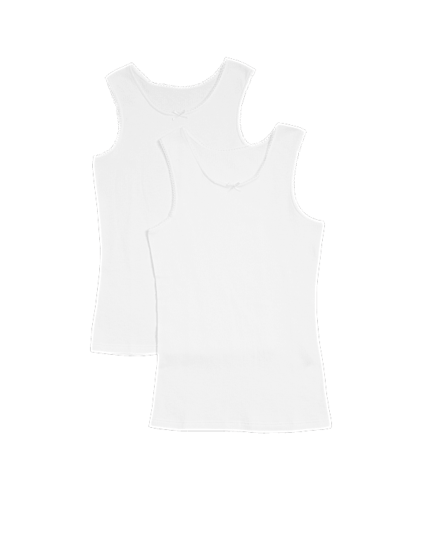 2pk Girls' Thermal Cotton Blend Vests (2-16 Yrs)