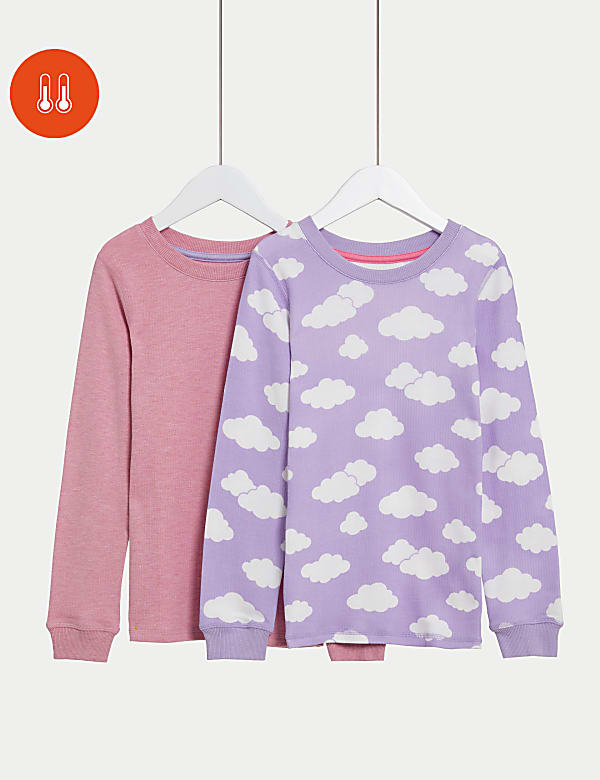 2pk Heatgen™ Thermal Cloud Print Tops (2-14 Yrs) - MV