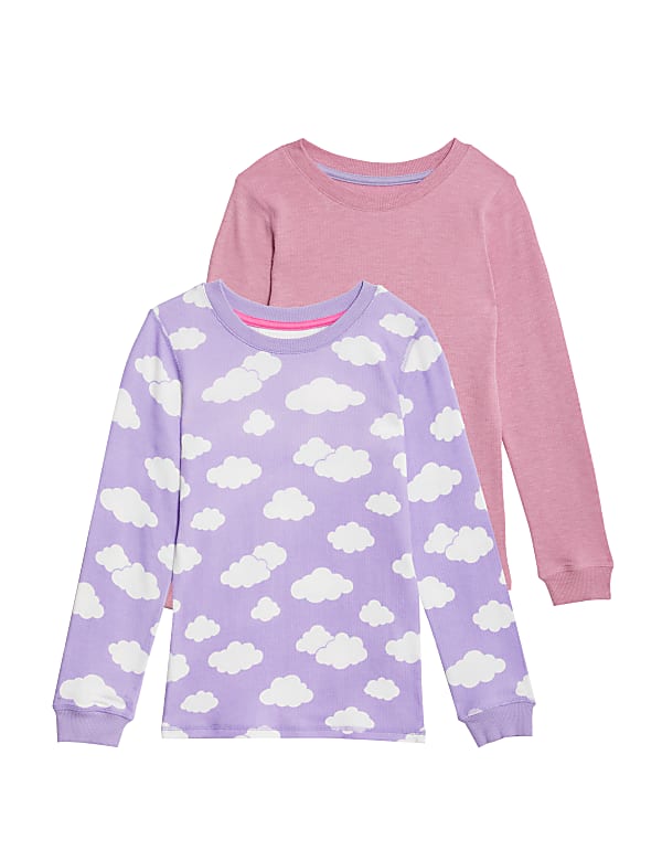 2pk Heatgen™ Thermal Cloud Print Tops (2-14 Yrs)