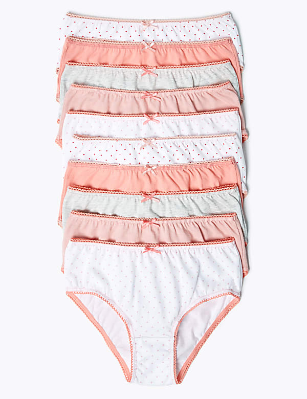 10pk Pure Cotton Spotted Knickers (2-16 Yrs) - FR