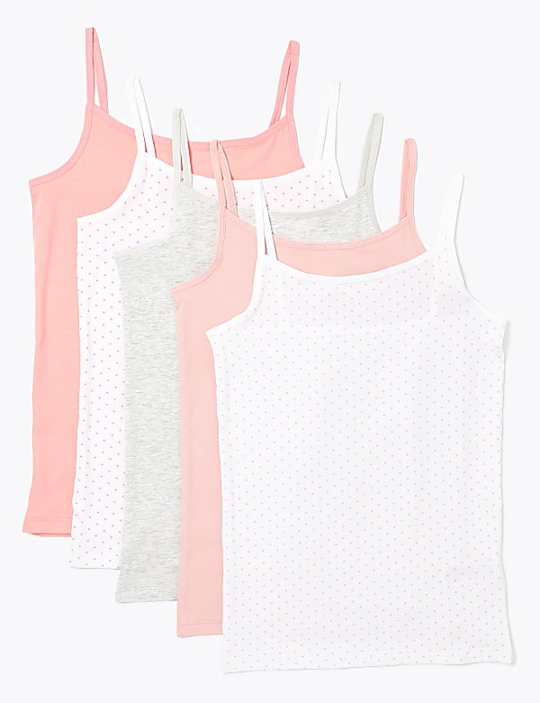 5 Pack Cotton Spotted Camisole Vests (2-16 Yrs) - MY