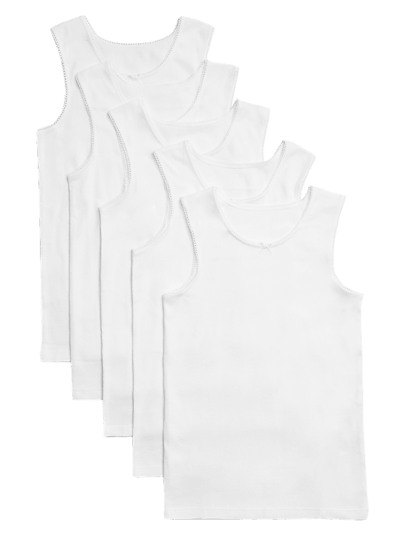 5pk Pure Cotton Bow Vests (2-14 Yrs)