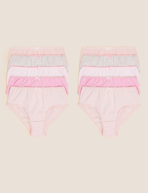 10pk Pure Cotton Spotty & Plain Knickers