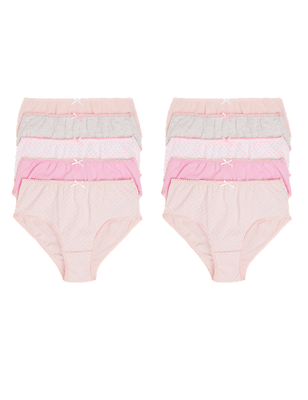 10pk Pure Cotton Spotty & Plain Knickers