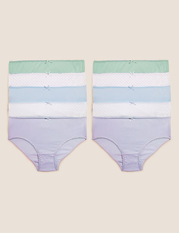 10pk Pure Cotton Spotty & Plain Knickers