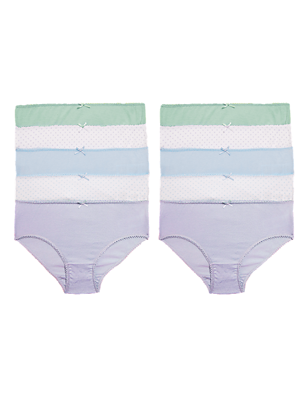 10pk Pure Cotton Spotty & Plain Knickers