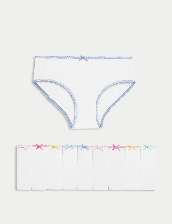 10pk Cotton with Stretch Knickers (2-14 Yrs) - GR