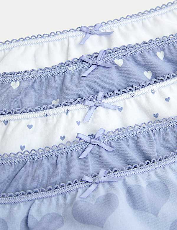 10 Pack Cotton with Stretch Lilac Heart Knickers (2-14 Yrs)