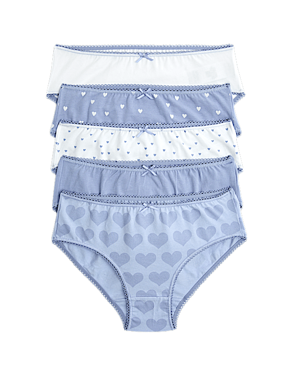 10 Pack Cotton with Stretch Lilac Heart Knickers (2-14 Yrs)