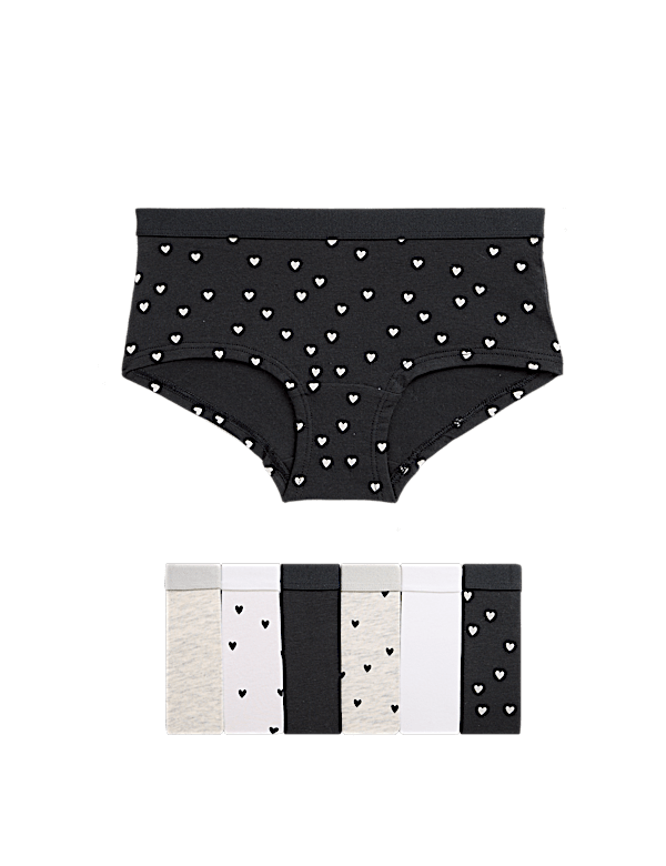 7pk Cotton Rich Heart Print Shorts (5-16 Yrs)
