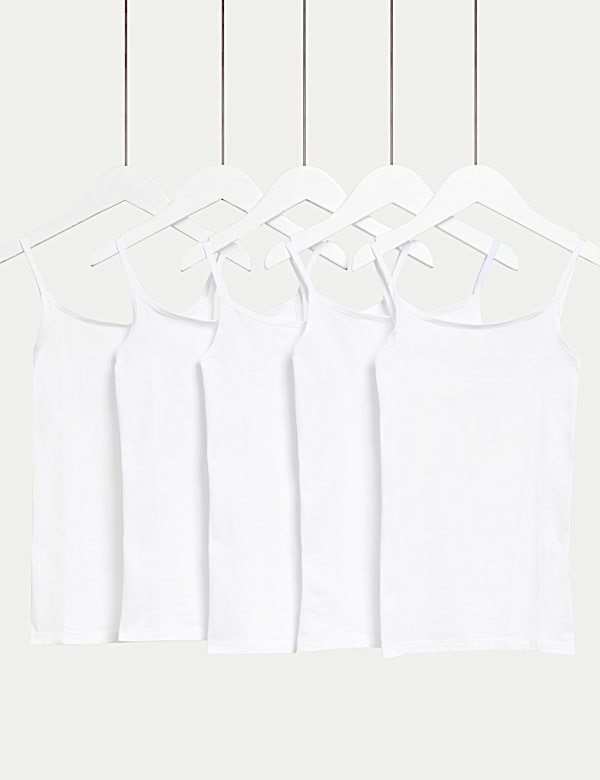 5pk Cotton Rich Cami Tops (5-14 Yrs) - DE
