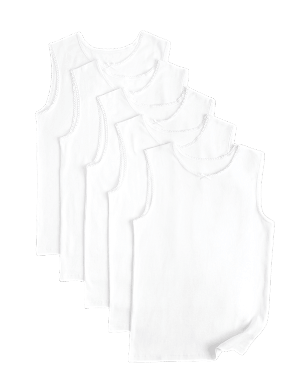 5 Pack Pure Cotton Bow Vests (2-14 Yrs)